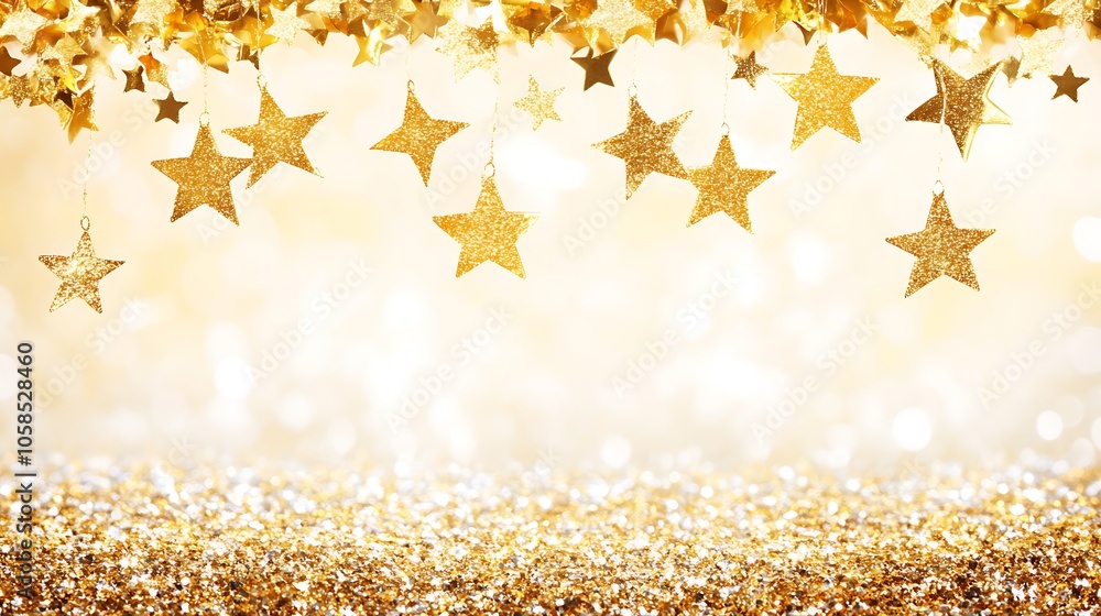 Poster golden stars festive background blank background with copy space for design projects