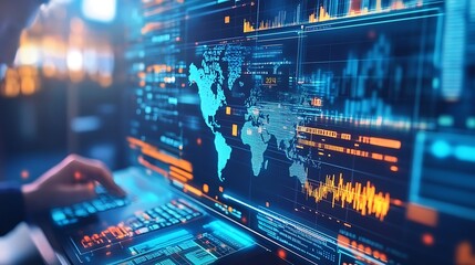 Obraz premium Global Network Data Analysis Plain Textured Background for Web Design and Copy