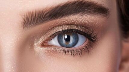 Obraz premium Applying eyeshadow primer on eyelids before starting makeup application, AI generated image