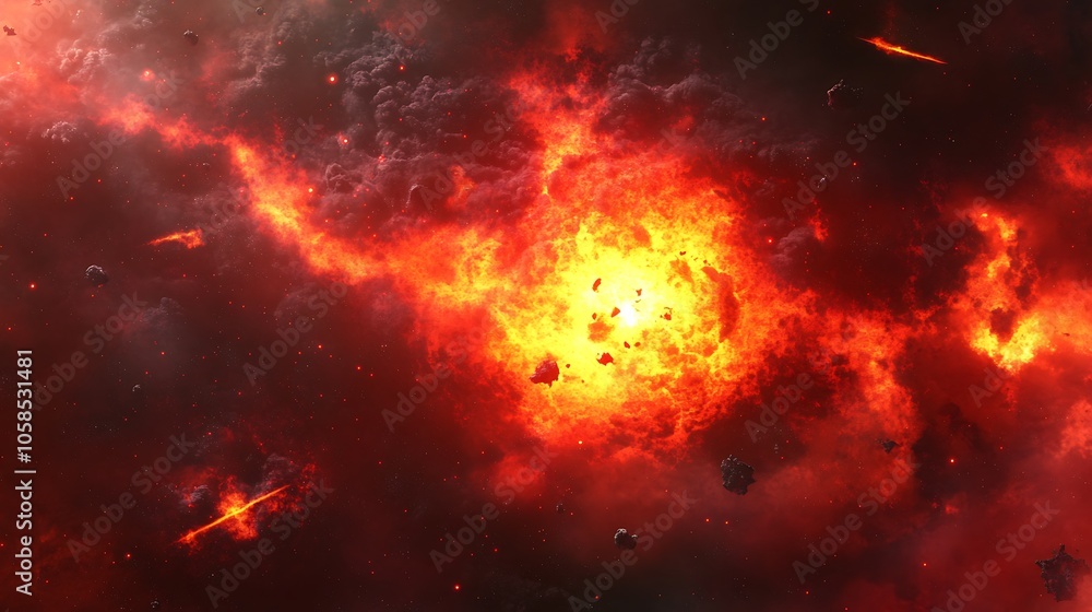 Poster fiery space explosion abstract gradient background with copy space
