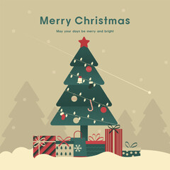 겨울 크리스마스 인사 할인 이벤트 트리 일러스트 템플릿