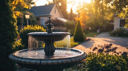 Vintage wash fountain nestled in a quaint village, capturing the charm of rural life. This wash fountain adds character to the landscape, with ample copy space for your design needs.