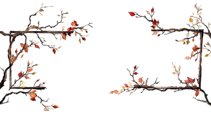 Colorful Autumn Leaves on Transparent Background Generative AI