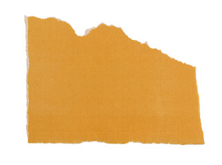 Isolated torn orange pieces of matte paper with copy space on white background