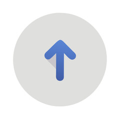 Blue upward arrow in shaded circular background

