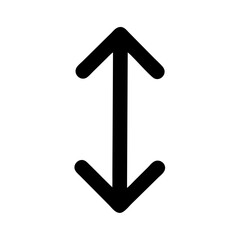 Black double-sided vertical arrow pointing up and down

