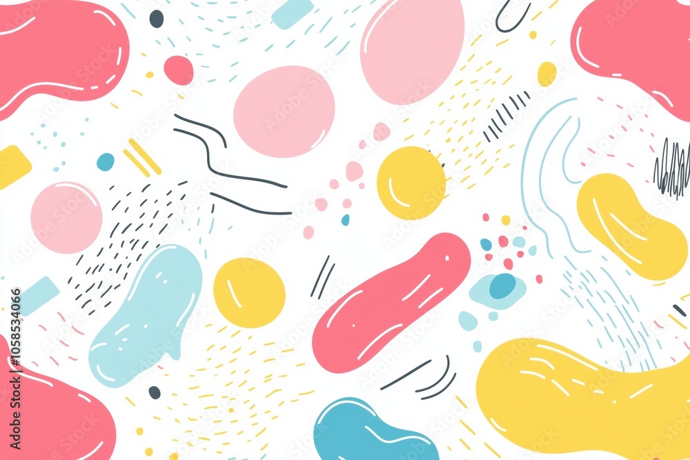 Poster colorful abstract pattern with geometric shapes for playful cartoon-style design background