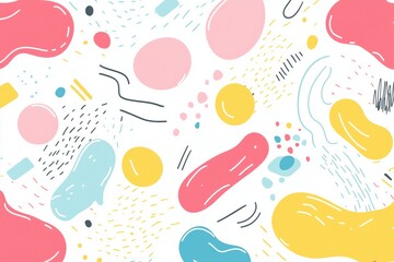Colorful abstract pattern with geometric shapes for playful cartoon-style design background