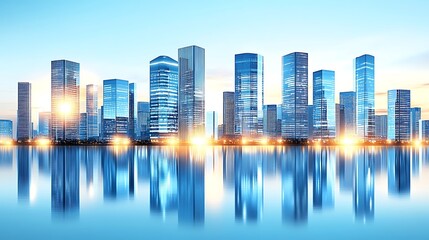 Obraz premium Modern Cityscape Reflection Subtle Blur Background with Space for Custom Text