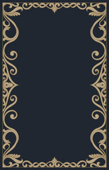 Vintage frame, gold lines, flower scroll border card