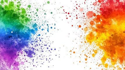 Abstract Rainbow Watercolor Splashes Clean Blank Canvas with Empty Space for Designs