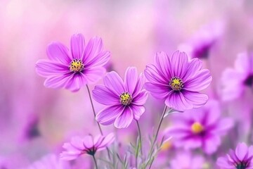 Fototapeta premium A close-up of vibrant purple flowers in a soft-focus background, evoking tranquility.