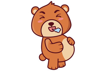 Cute Bear Touching its Belly Illustration
