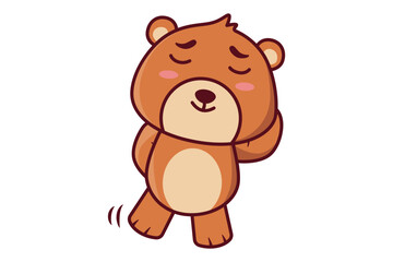 Cute Bear Touching Its Head Blushing Illustration