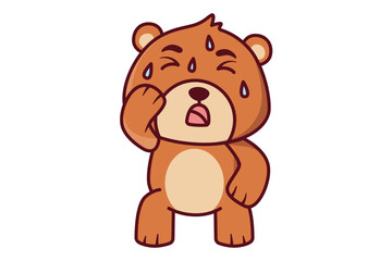 Cute Bear Tired and Sweating Illustration