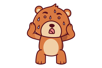 Cute Bear Panic and Sweating Illustration