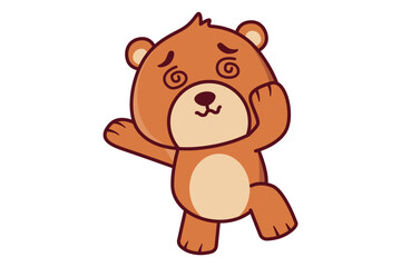 Cute Dizzy Bear Holding Its Head Illustration