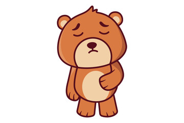 Cute Sad Bear Holding Its Belly Illustration