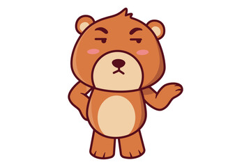 Cute Bear with Cynical Face Illustration
