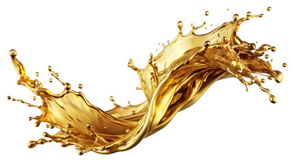 Fototapeta premium Flowing gold paint splash isolated on white background