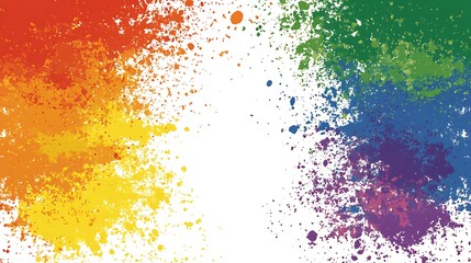 Rainbow Splashes Background Minimalist White Background with Space for Text