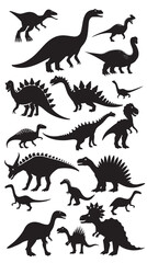 Dinosaur silhouettes set , black silhouettes isolated on white background