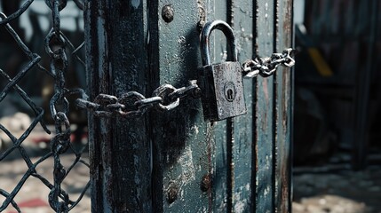 chain and padlock on gate at construction site