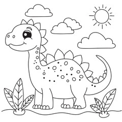 dinosaure hand draw coloring