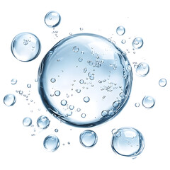 Hyaluronic Acid Bubbles and Clear Collagen Drops Isolated on Transparent Background