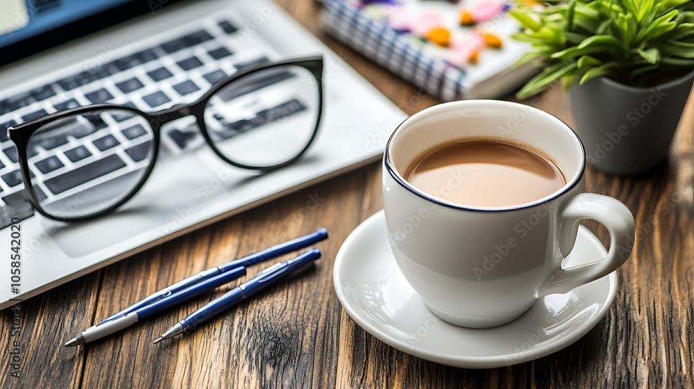 Poster coffee break at work abstract gradient background with copy space