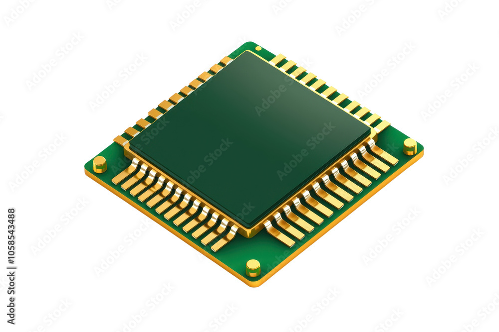 Aufkleber high-tech microchip isolated, showcasing design and complexity of modern electronics, essential for 