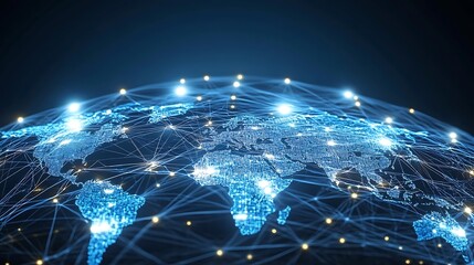 Global Network Connection Abstract Gradient Background with Copy Space