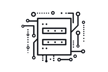 Fototapeta premium Abstract illustration of a microchip with circuit lines, symbolizing technology, computing, and innovation on a transparent background.