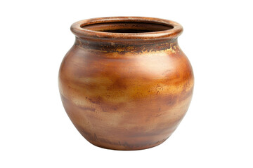 Handcrafted clay pot isolated on transparent background. Rustic ceramic art showcasing traditional pottery craftsmanship and natural textures.