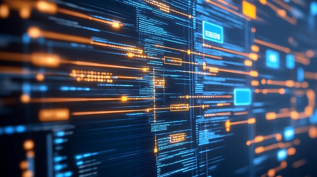 Data Flow Visualization Subtle Blur Background with Space for Custom Text
