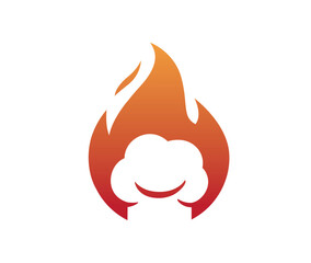 Creative chef hat in fire flame logo vector icon symbol design