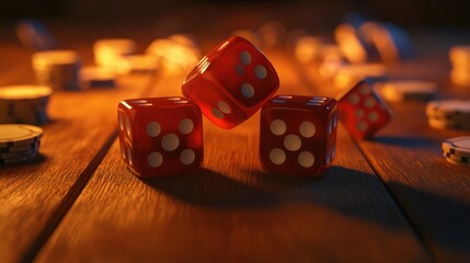 Cubes and dice with handshake icon and win-win-situation on wooden background