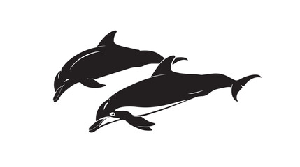 Naklejka premium Dolphins silhouette isolated in White background