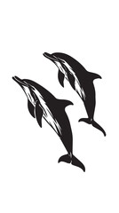 Obraz premium Dolphins silhouette isolated in White background