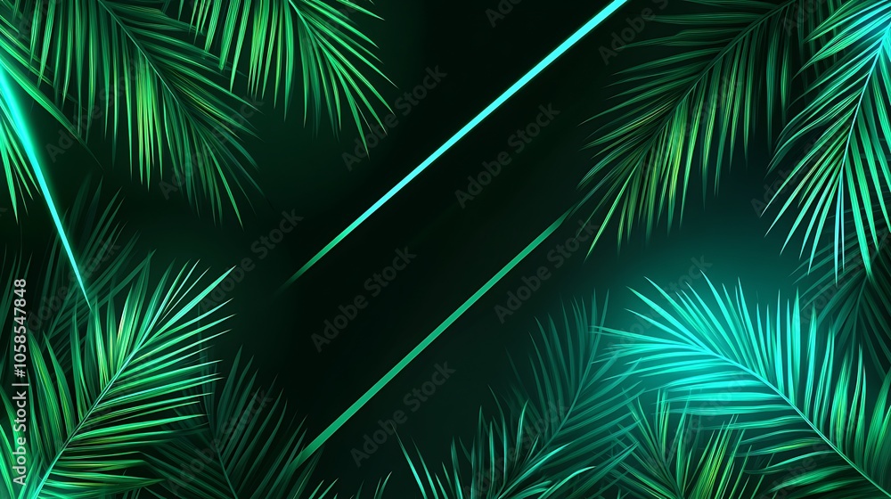 Poster tropical palm leaves background blank background with copy space for design projects