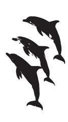 Fototapeta premium Dolphins silhouette isolated in White background