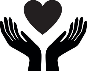 Fototapeta premium Silhouette love on hand 