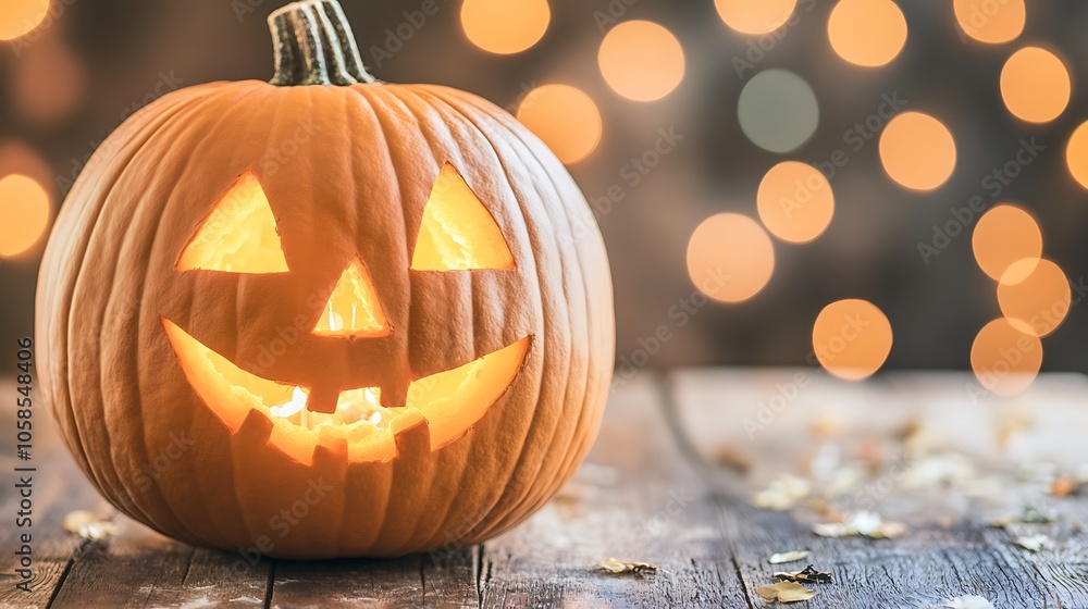 Poster smiling jack o' lantern blank background with copy space for design projects
