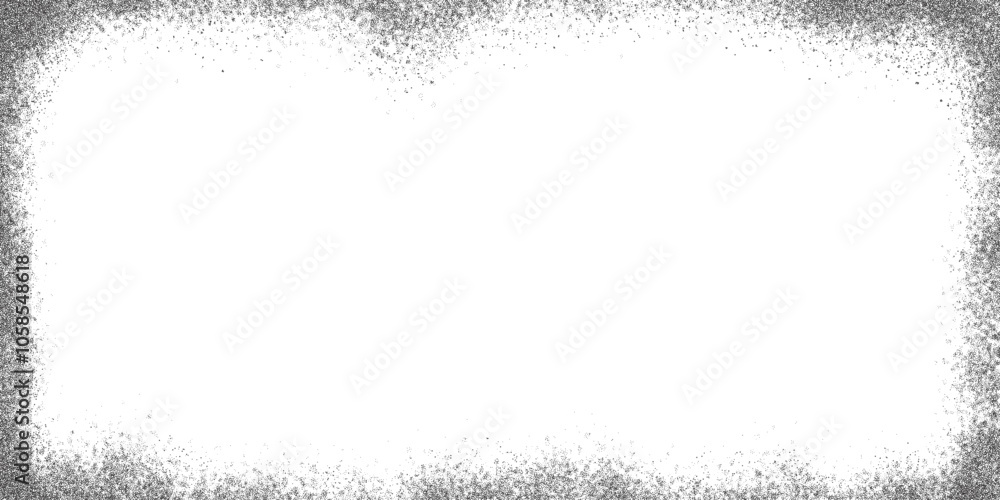 Aufkleber stipple grunge frame. edged textured border. grainy vector background with snow effect. paper fade n