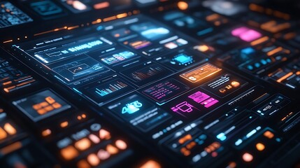 Obraz premium Futuristic data dashboard design with interactive visual elements