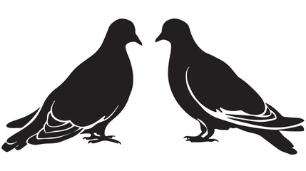 Obraz premium Doves silhouette isolated in White background