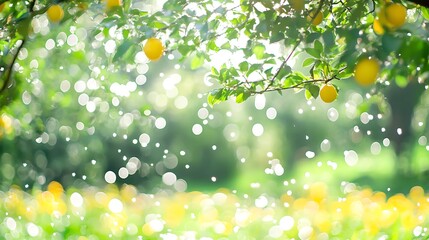 Obraz premium Lemon Tree with Blurred Background Clean Blank Canvas with Empty Space for Designs