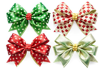 Set of Christmas Bow ribbons isolated on white background