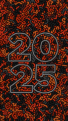 2025 New Year Wallpaper Typography in Abstract Background for Calendar Front Page Design Resources