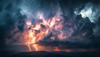 Abstract Thunderstorm Energy with Dark Clouds and Lightning | Background